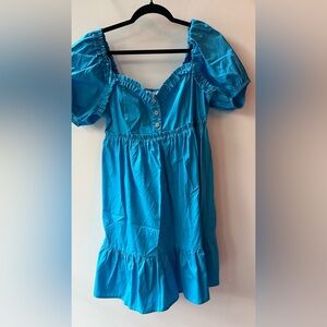 Day+Moon, Blue Puff Sleeve sweetheart-Neck Dress, Size M | 0913. Nwot